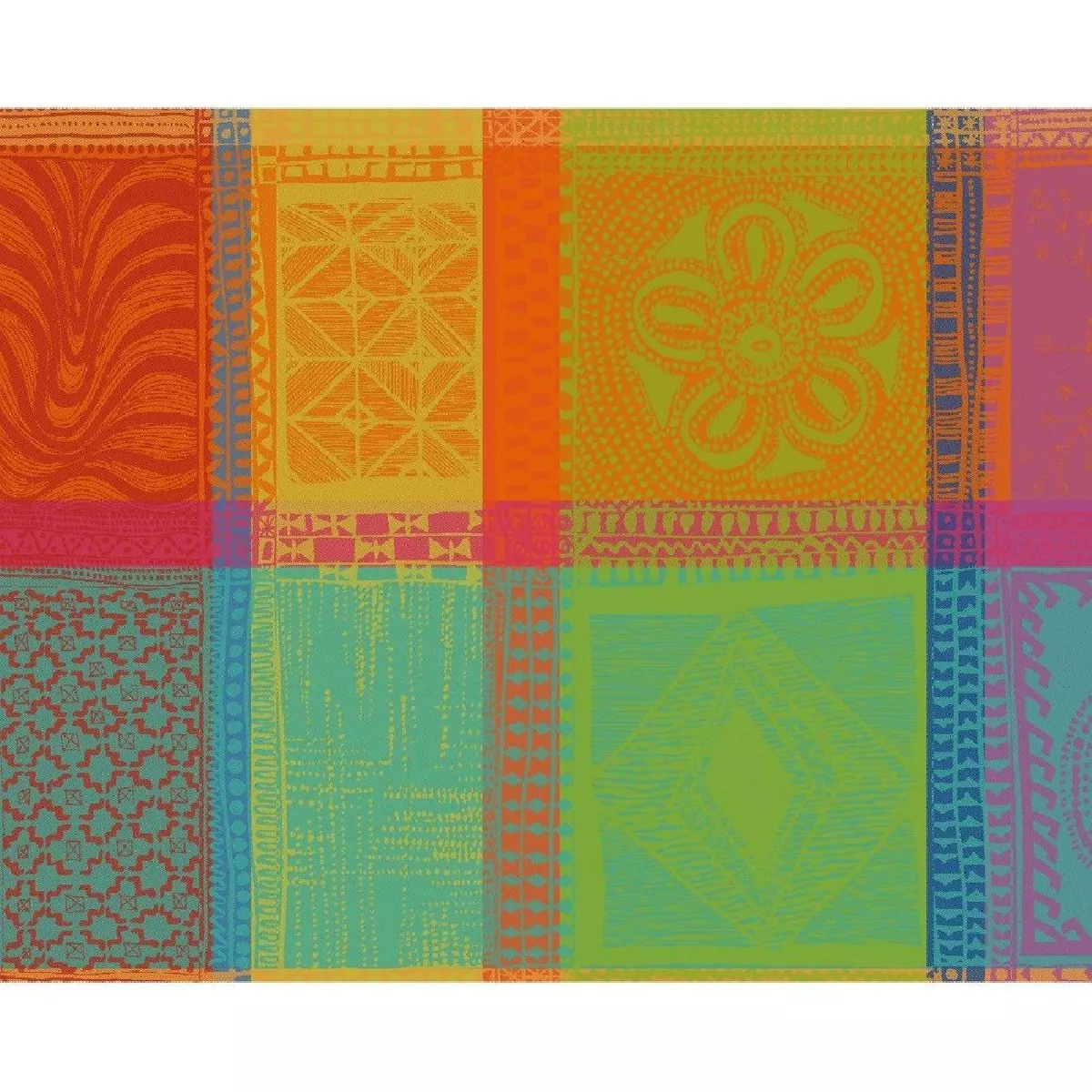 Table set 100% cotton jacquard pattern orange multicolor Mille wax creole