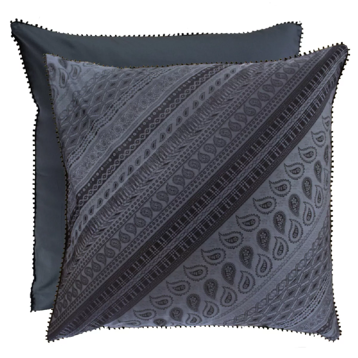 Pillowcase cotton sateen jacquard pattern grey blue Esmeralda zinc