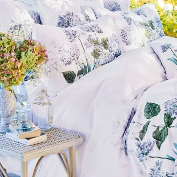 Pillowcase cotton percale printed multicolor Maelys bleu