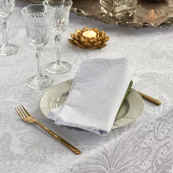 Custom made tablecloth 100% cotton coated jacquard pattern white Mille isaphire blanc