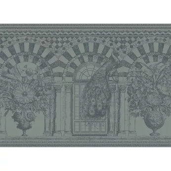 Table set 100% cotton stain repellent jacquard pattern grey Arcades cendre