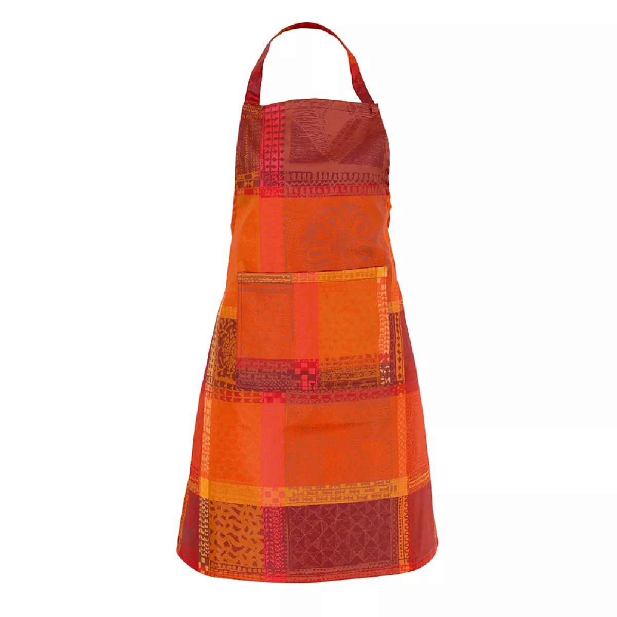 Apron 100% cotton coated jacquard pattern red orange Mille wax ketchup