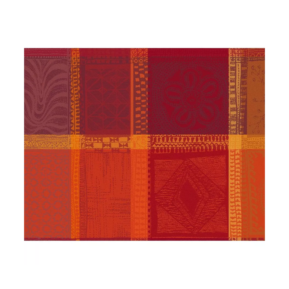 Table set 100% cotton jacquard pattern red orange Mille wax ketchup