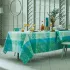 Table linen set 100% cotton jacquard pattern green blue Mille feuillages turquoise