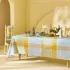 Table linen set 100% cotton jacquard pattern green yellow Mille lieues aube
