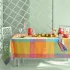 Table linen set 100% cotton jacquard pattern orange blue Mille vagues exotique