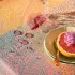 Tablecloth 100% cotton coated jacquard pattern yellow orange blue Mille vagues exotique