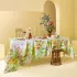 Table linen set linen & cotton prewashed 150 gsm printed yellow green pink Souffle fleuri printemps