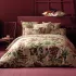 Bed set cotton sateen printed beige green pink Parfum d'orchidee grege