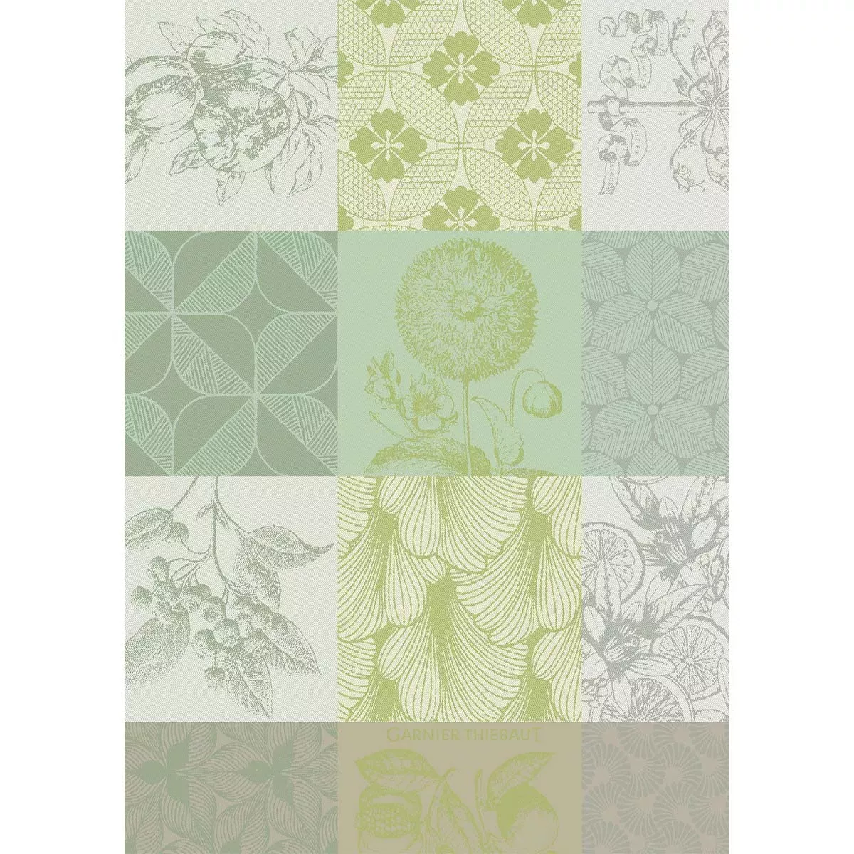 Kitchen towel 100% cotton jacquard pattern green beige Mille parfums verde