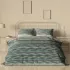 Bed set cotton sateen printed green blue Strates ecume