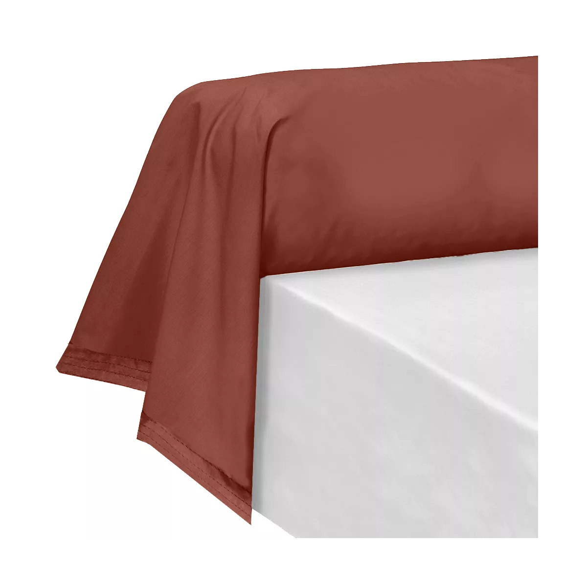 Bolster case cotton percale plain red orange La percale francaise rouille