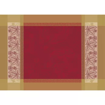 Table set 100% cotton stain repellent jacquard pattern red Alexandria rubis