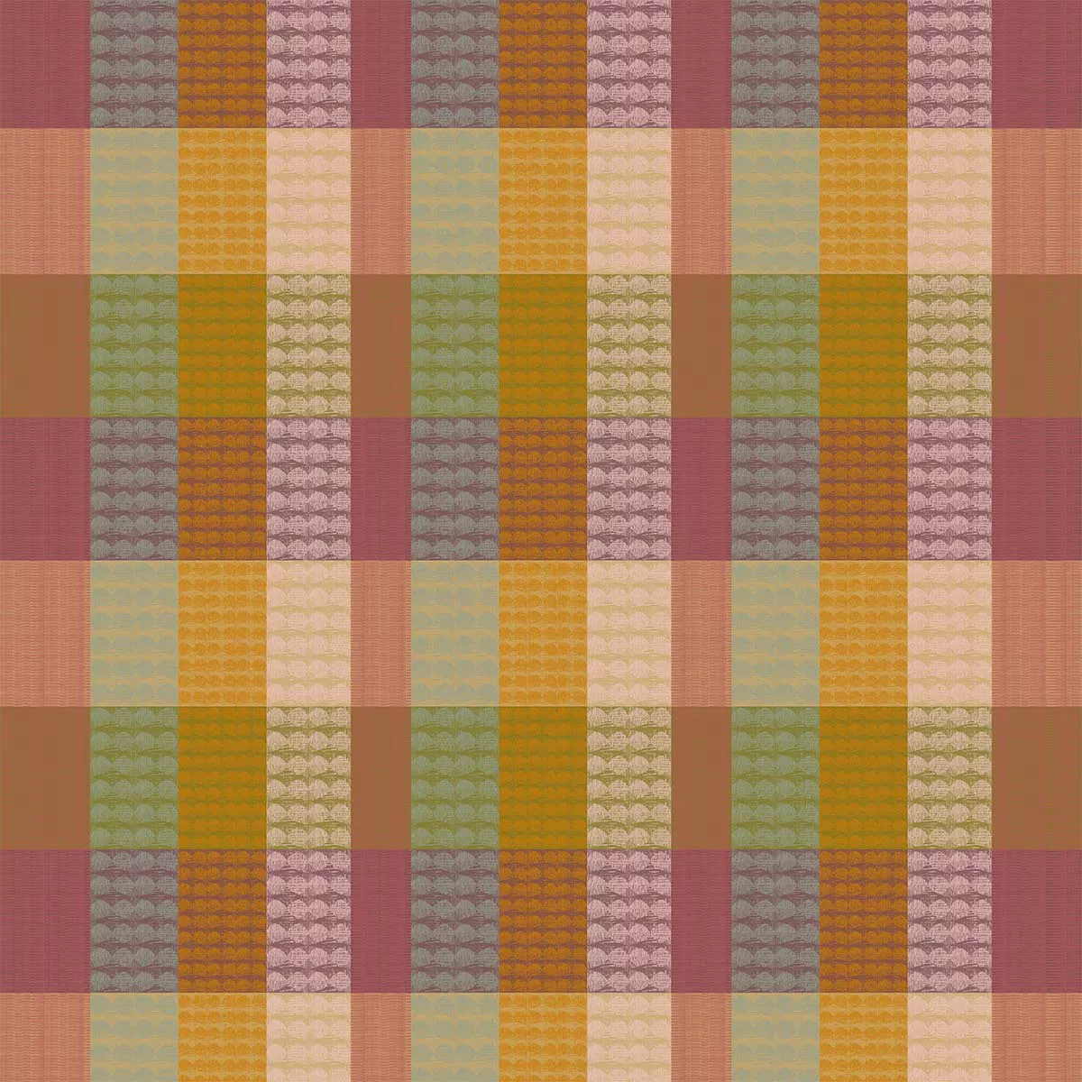 Custom made tablecloth 100% cotton coated jacquard pattern orange green Mille halos prunus