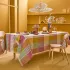 Table linen set 100% cotton jacquard pattern orange green Mille halos prunus