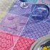 Table linen set 100% cotton coated jacquard pattern purple orange Mille hana floralies
