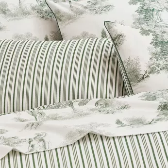 Flat sheet cotton percale printed green Poesie verde
