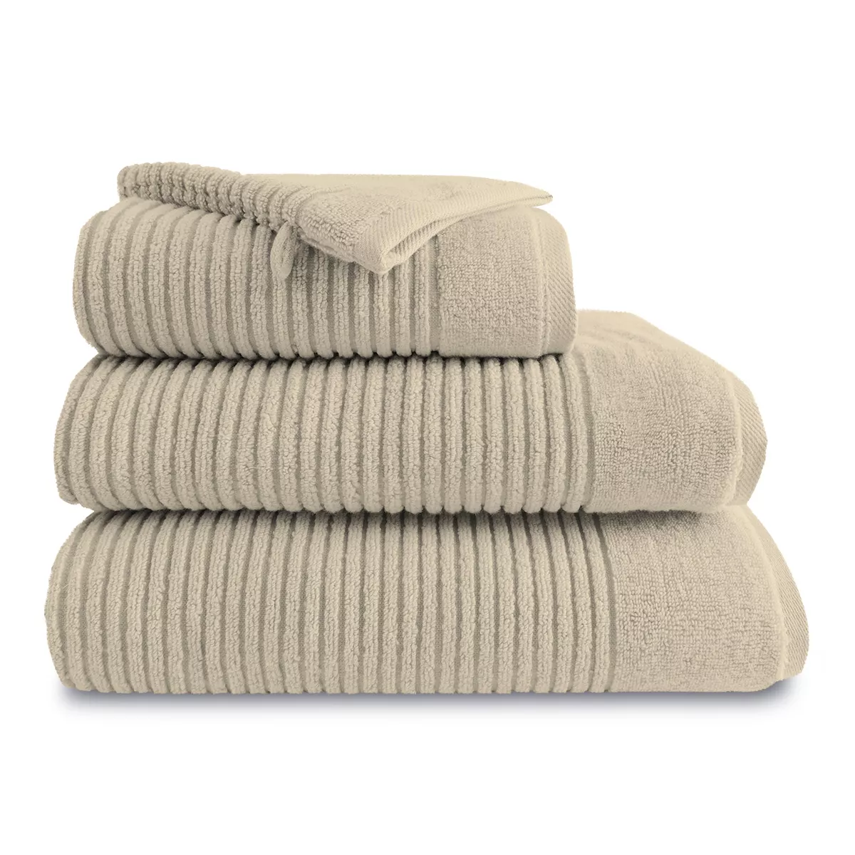 Bath set 100% cotton plain beige Vitae stone