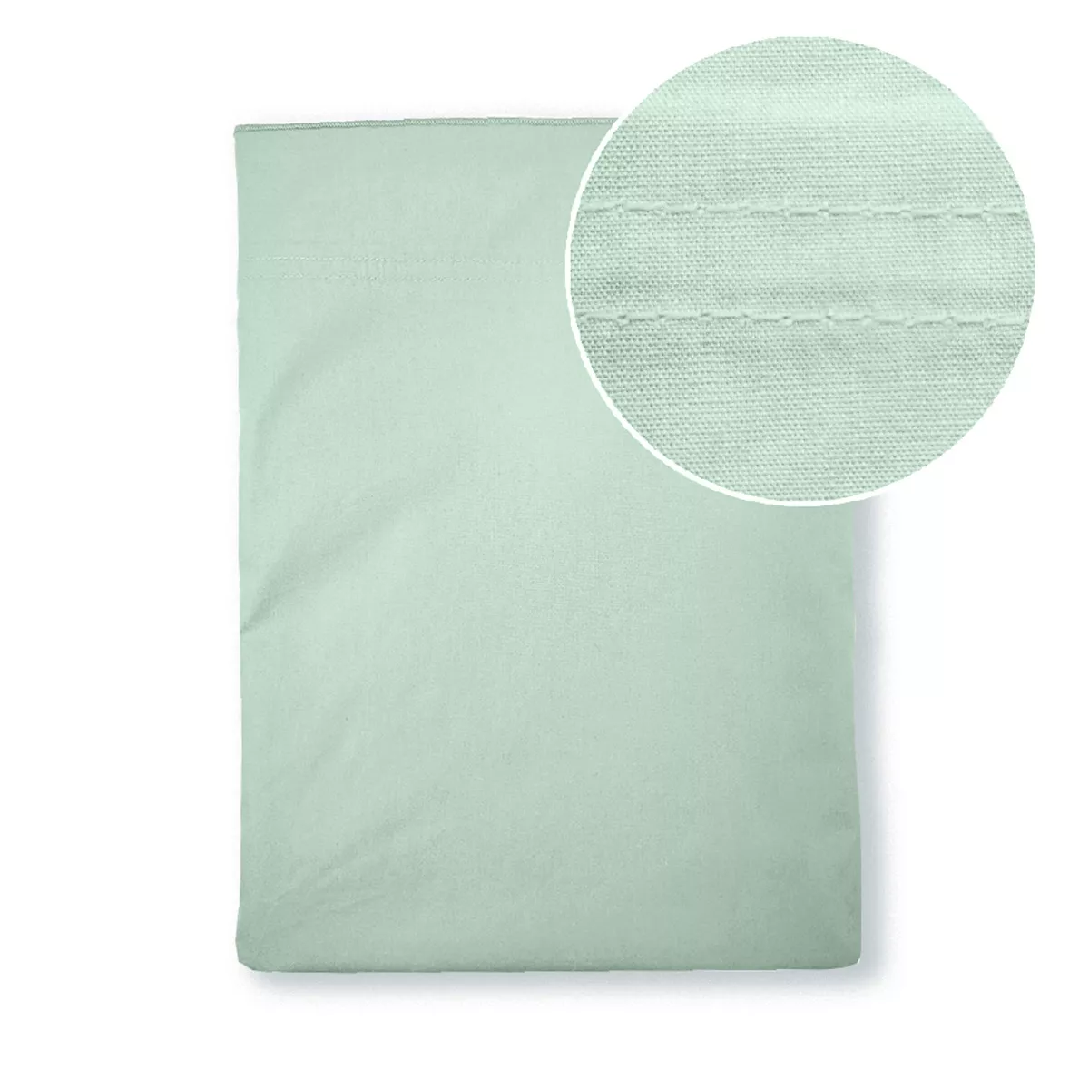 Flat sheet cotton percale plain green blue La percale francaise givre