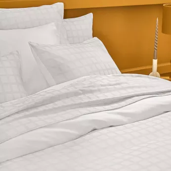 Flat sheet cotton sateen jacquard pattern white Allegria neige