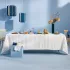 Table linen set 100% cotton prewashed jacquard pattern blue white Rimini blu
