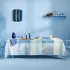 Table linen set 100% cotton jacquard pattern green blue Mille textures bleu