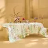 Table linen set linen & cotton prewashed 150 gsm printed green pink Rosee du matin printemps