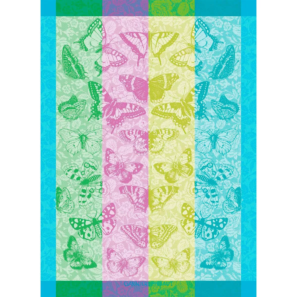 Kitchen towel 100% cotton jacquard pattern green blue Beaux papillons aquatique