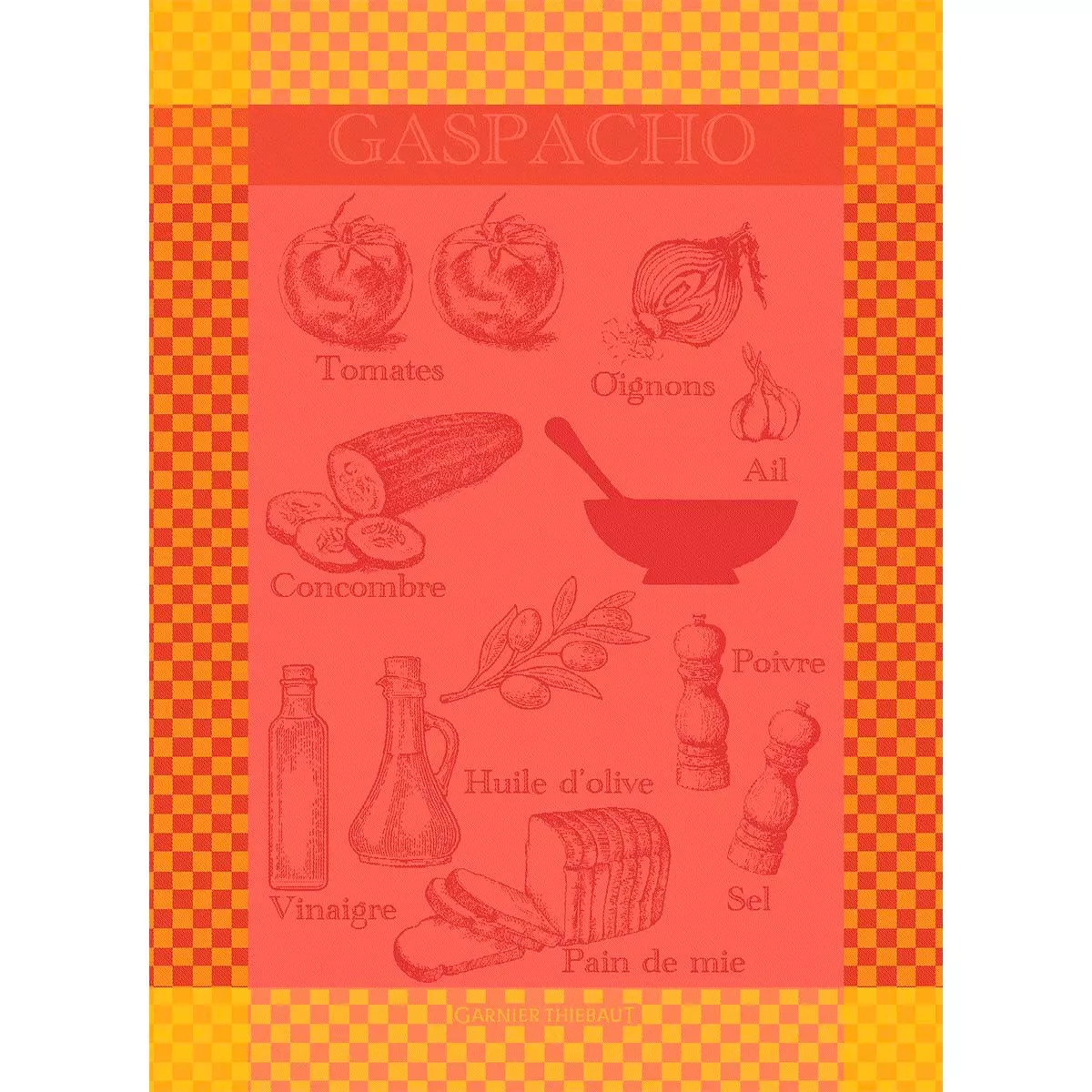 Kitchen towel 100% cotton jacquard pattern red yellow Gaspacho rosso