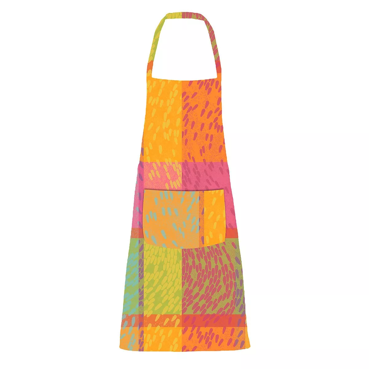 Apron 100% cotton coated 220 gsm jacquard pattern green pink Mille sources berlingot