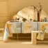 Tablecloth 100% cotton 205 gsm jacquard pattern green orange Mille galets terre cuite