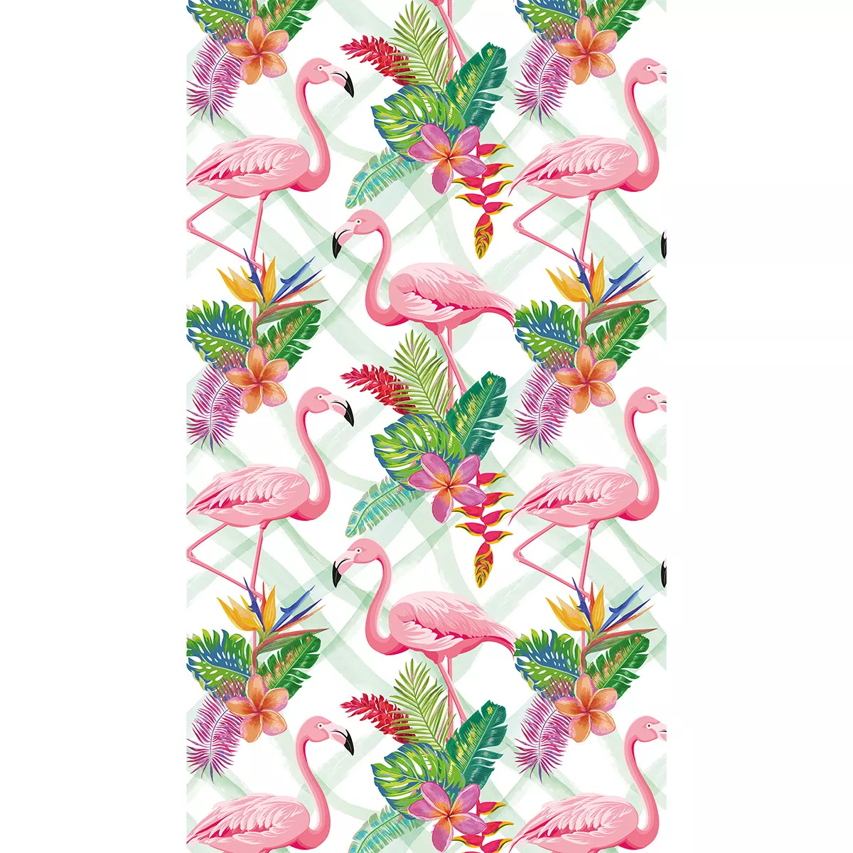 Fouta 100% cotton 350 gsm printed green pink Flamants tropiques