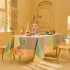 Table linen set 100% cotton jacquard pattern yellow pink Mille empreintes pastel