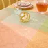 Table linen set 100% cotton coated jacquard pattern yellow pink Mille empreintes pastel