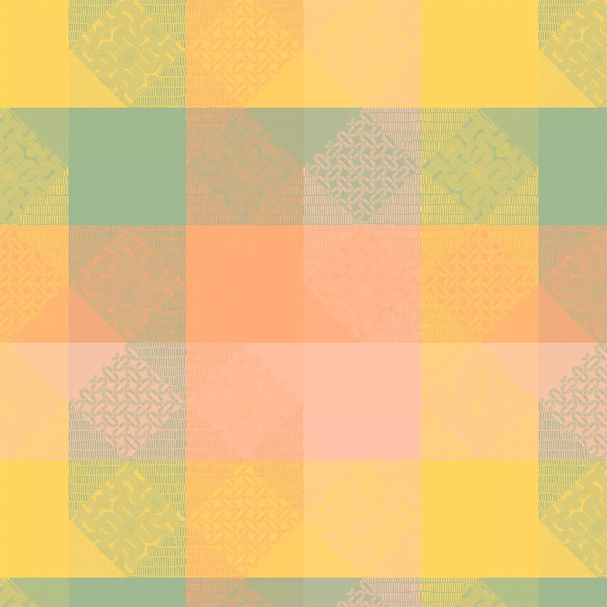 Custom made tablecloth 100% cotton 205 gsm jacquard pattern yellow pink Mille empreintes pastel