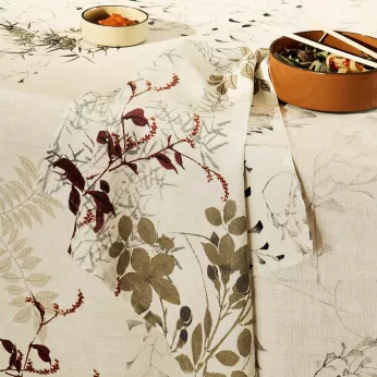 Napkin linen & cotton prewashed 150 gsm printed beige Bambous parchemin