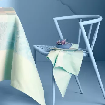Napkin 100% cotton 220 gsm jacquard pattern beige blue Mille iris d'eau aqua