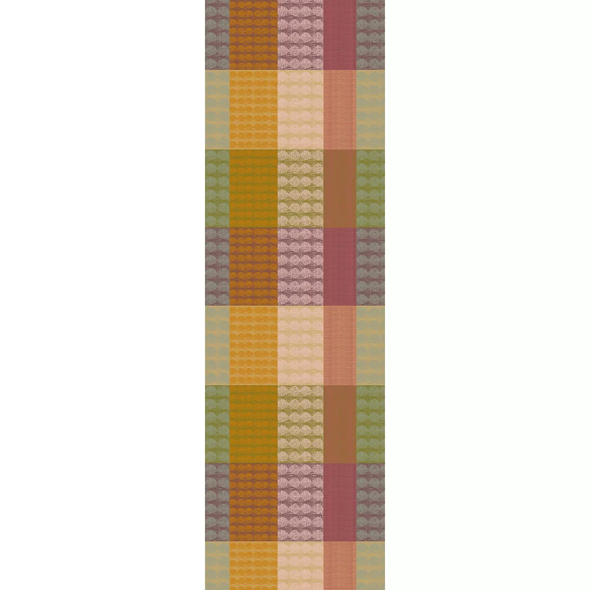 Table runner 100% cotton jacquard pattern orange green Mille halos prunus