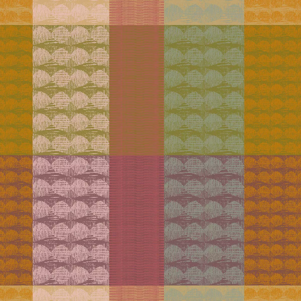 Napkin 100% cotton jacquard pattern orange green Mille halos prunus