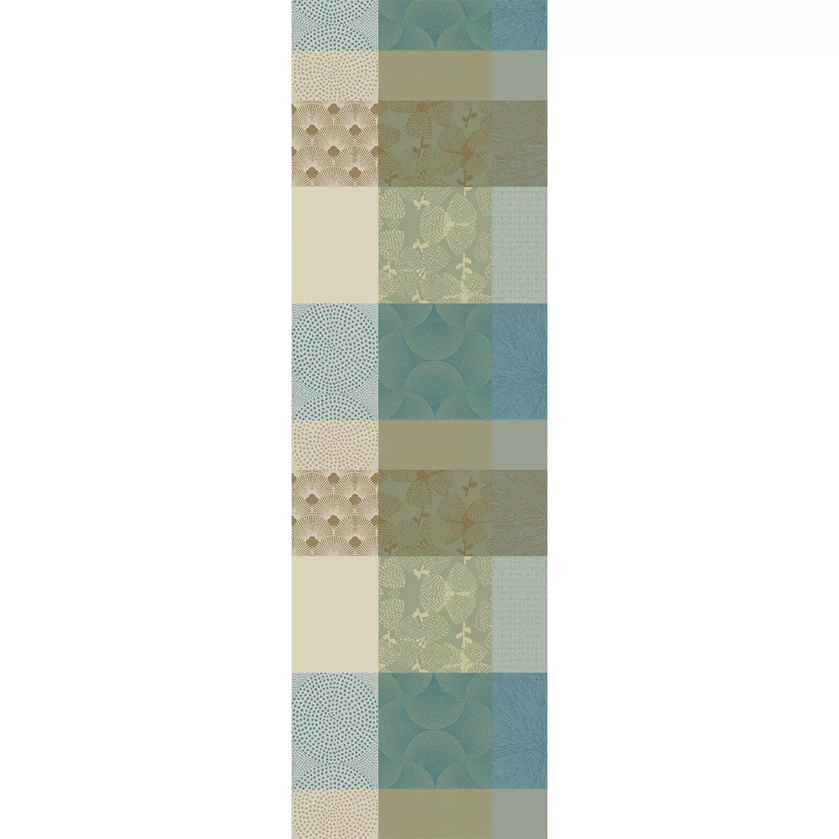 Table runner 100% cotton jacquard pattern beige blue Mille zen ecume
