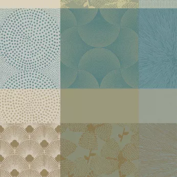 Napkin 100% cotton jacquard pattern beige blue Mille zen ecume