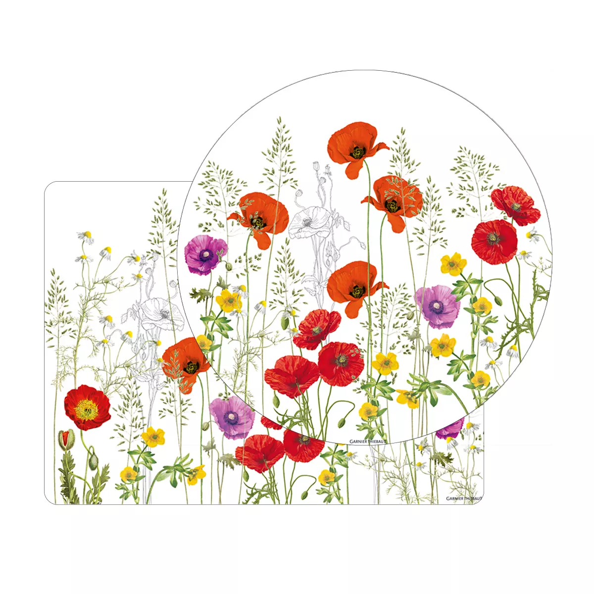 Table set vinyl 860 gsm printed purple red Les coquelicots violet