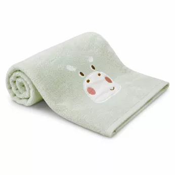 Shower towel children 100% cotton 500 gsm embroidered green Petit hippo vert d'eau