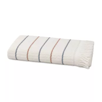 Shower towel 100% cotton 580 gsm tissé teint rayé burgundy navy blue Farniente tangerine