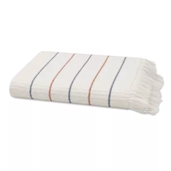 Bath towel 100% cotton 580 gsm tissé teint rayé burgundy navy blue Farniente tangerine