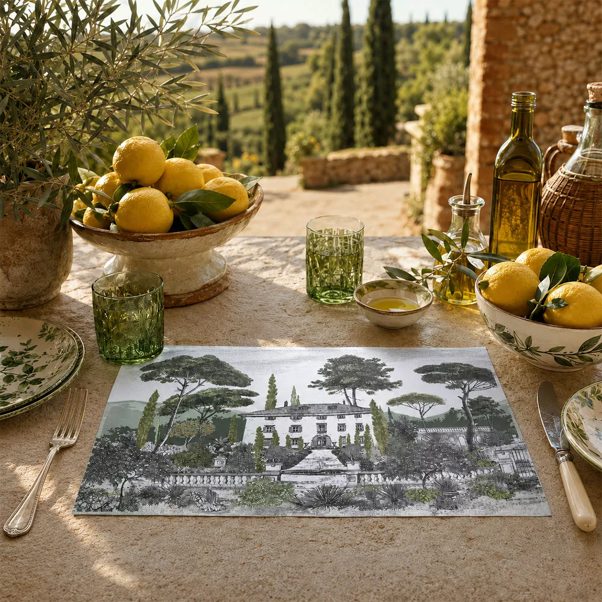 Table set vinyl 860 gsm printed grey green Palazzina verde