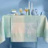 Table runner 100% cotton 220 gsm jacquard pattern beige blue Mille iris d'eau aqua