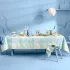 Tablecloth 100% cotton 220 gsm jacquard pattern beige blue Mille iris d'eau aqua