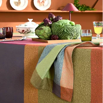 Napkin 100% cotton 220 gsm jacquard pattern green orange Mille baies shetland