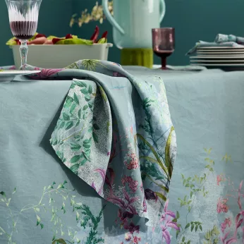 Napkin linen & cotton prewashed 150 gsm printed blue purple Ombres boisees givre